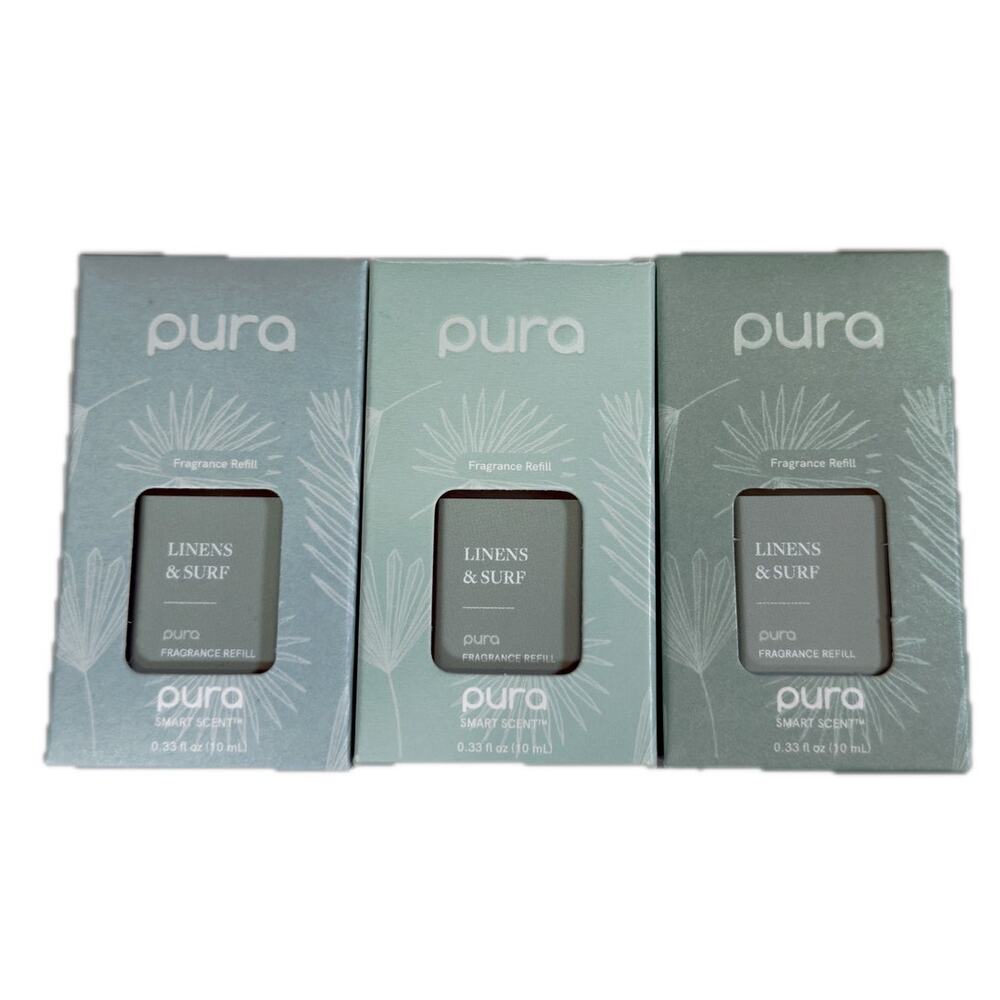 Pura Smart Scent Fragrance Refill LINENS & SURF 3-Pack New NIP